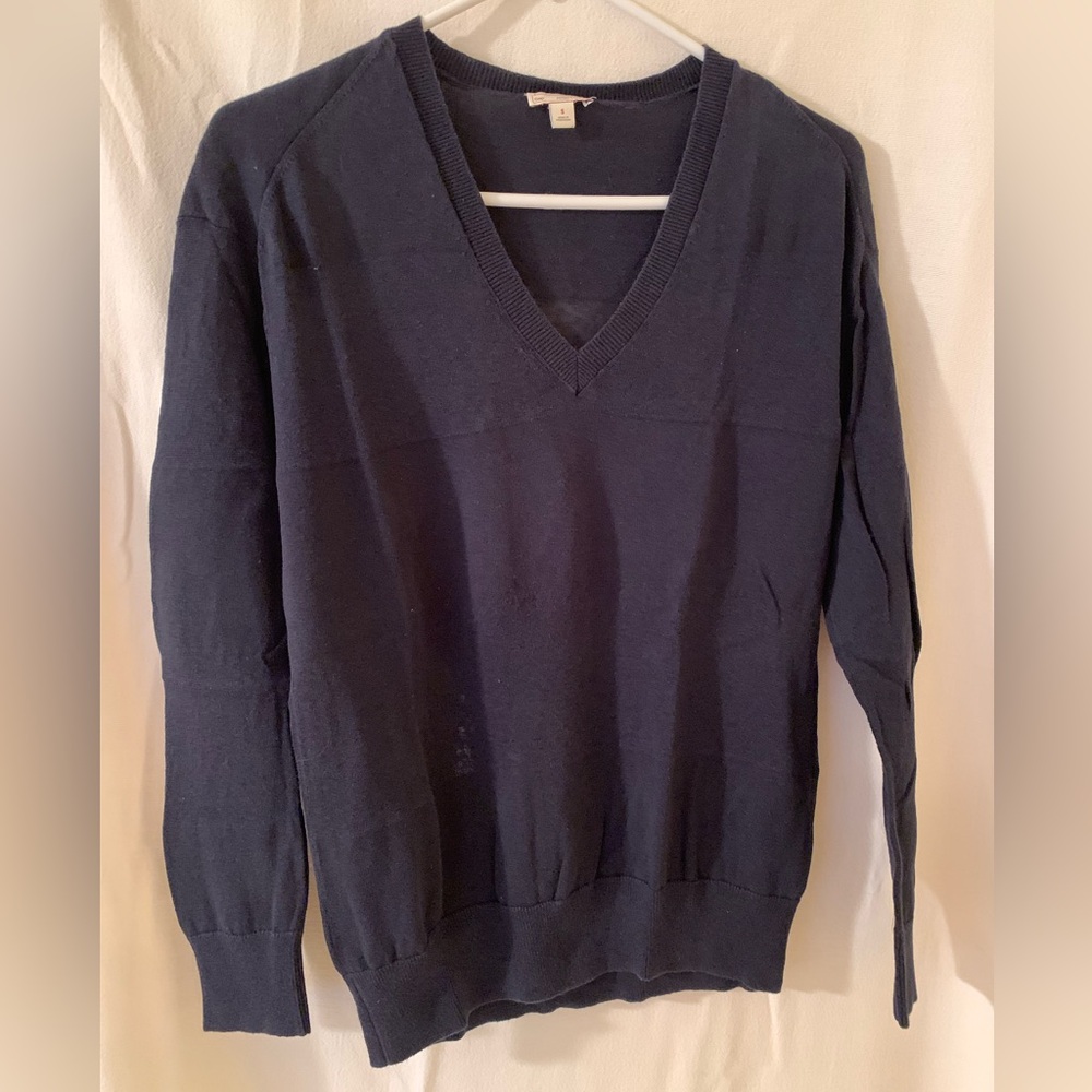 GAP Navy V-Neck Stripe Sweater